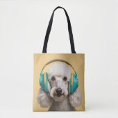 Poedel met hoofdtelefoon tote bag (Voorkant)