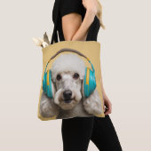 Poedel met hoofdtelefoon tote bag (Dichtbij)
