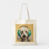 Poedel met hoofdtelefoon tote bag (Achterkant)