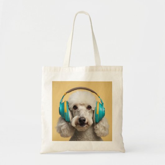 Poedel met hoofdtelefoon tote bag (Voorkant)
