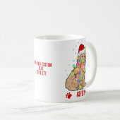 Poedel met kerst licht hond koffiemok (Voorkant rechts)