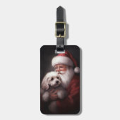poedel met sinterklaas feestelijke kerst bagagelabel (Voorkant verticaal)