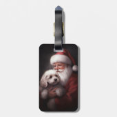 poedel met sinterklaas feestelijke kerst bagagelabel (Achterkant verticaal)