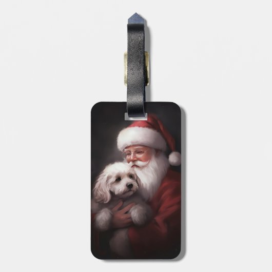 poedel met sinterklaas feestelijke kerst bagagelabel (Achterkant verticaal)
