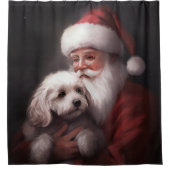 poedel met sinterklaas feestelijke kerst douchegordijn (Voorkant)