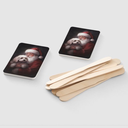 poedel met sinterklaas feestelijke kerst handwaaier (Niet-gemonteerd)