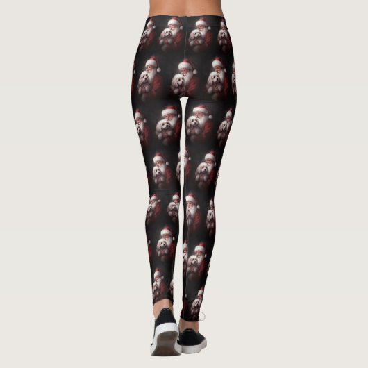 poedel met sinterklaas feestelijke kerst leggings (Achterkant)