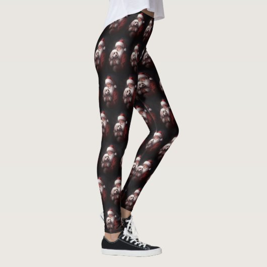 poedel met sinterklaas feestelijke kerst leggings (Rechts)