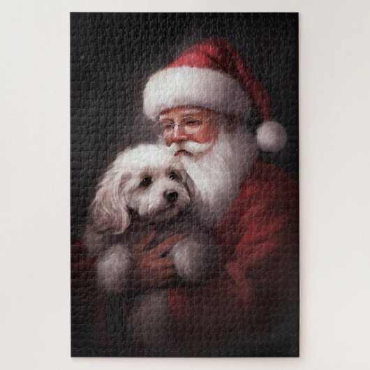 poedel met sinterklaas feestelijke kerst legpuzzel (Verticaal)