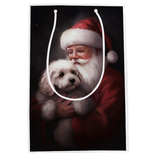 poedel met sinterklaas feestelijke kerst medium cadeauzakje (Voorkant)
