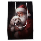 poedel met sinterklaas feestelijke kerst medium cadeauzakje (Achterkant)