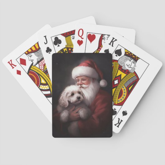 poedel met sinterklaas feestelijke kerst pokerkaarten (Achterkant)