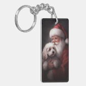 poedel met sinterklaas feestelijke kerst sleutelhanger (Voorkant Links)