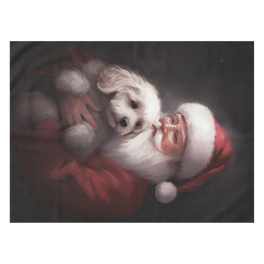 poedel met sinterklaas feestelijke kerst tafelkleed (Voorkant (Horizontaal))