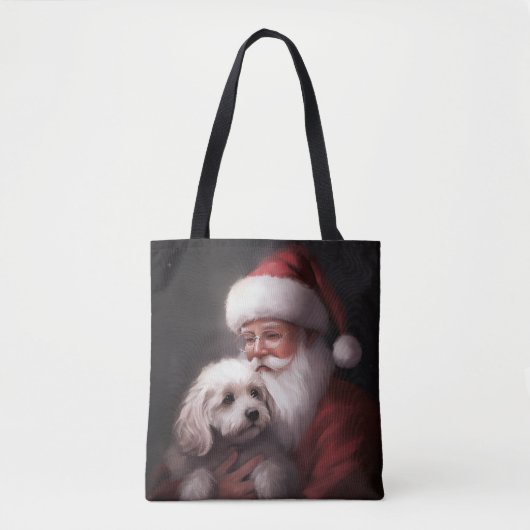 poedel met sinterklaas feestelijke kerst tote bag (Voorkant)