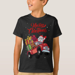 poedel met sinterklaas in rode vrachtwagenhond t-shirt