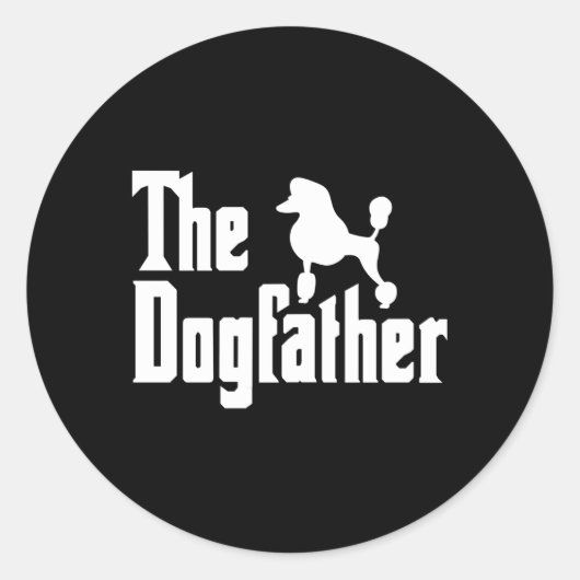 Poedel Pa Poedel Dogfather Standaard Poedel Pa Ronde Sticker (Voorkant)