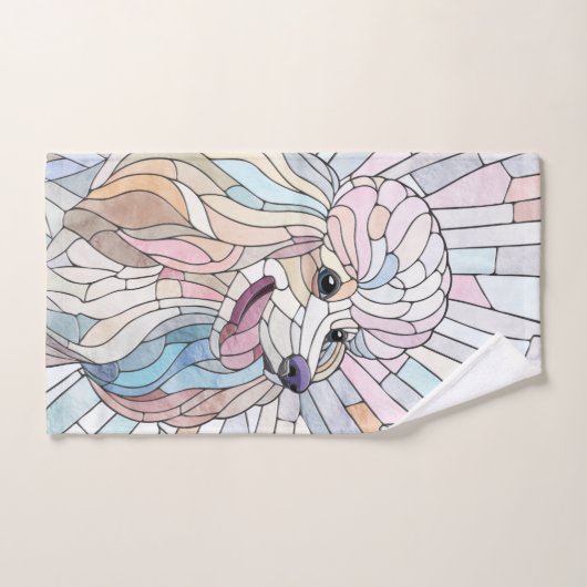Poedel - pastel mozaïek kunst bad handdoek (Handdoek)