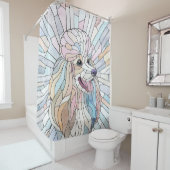 Poedel - pastel mozaïek kunst douchegordijn (In situ)