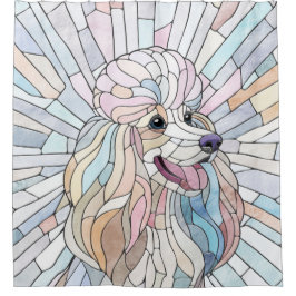 Poedel - pastel mozaïek kunst douchegordijn