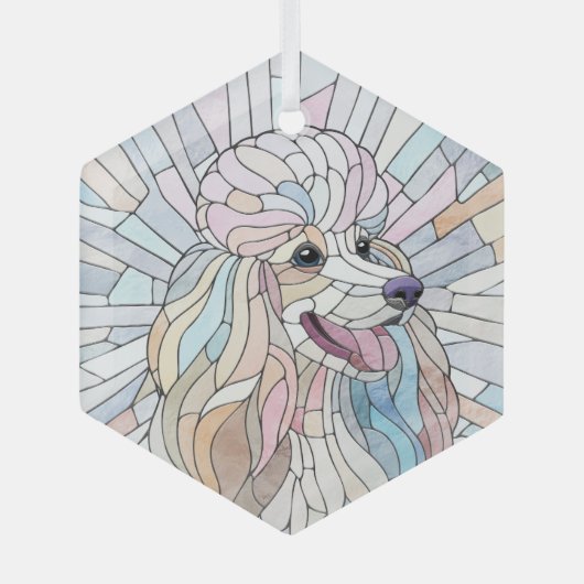 Poedel - pastel mozaïek kunst glas ornament (Voorkant)