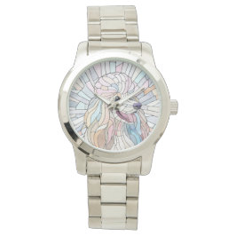 Poedel - pastel mozaïek kunst horloge