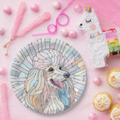 Poedel - pastel mozaïek kunst papieren bordje (Feest)