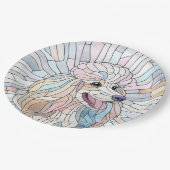 Poedel - pastel mozaïek kunst papieren bordje (Gekanteld)