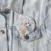 Poedel - pastel mozaïek kunst ronde button 7,6 cm (In situ)