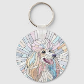 Poedel - pastel mozaïek kunst sleutelhanger (Voorkant)