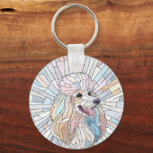 Poedel - pastel mozaïek kunst sleutelhanger (Achterkant)