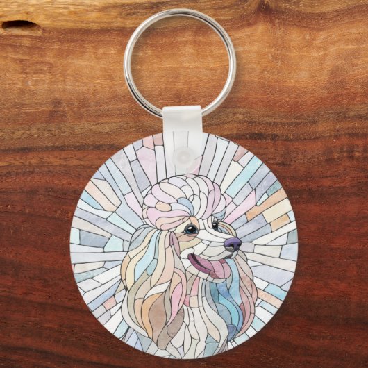 Poedel - pastel mozaïek kunst sleutelhanger (Achterkant)