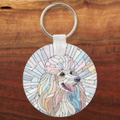 Poedel - pastel mozaïek kunst sleutelhanger (Voorkant)