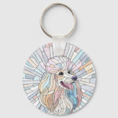 Poedel - pastel mozaïek kunst sleutelhanger (Achterkant)