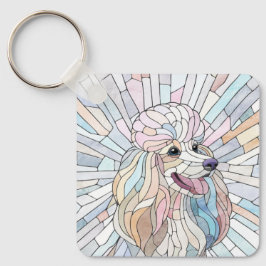 Poedel - pastel mozaïek kunst sleutelhanger