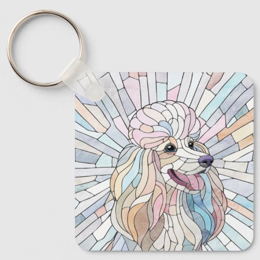 Poedel - pastel mozaïek kunst sleutelhanger (Voorkant)