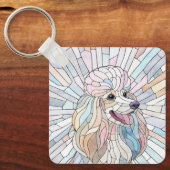 Poedel - pastel mozaïek kunst sleutelhanger (Voorkant)