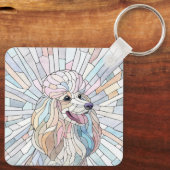 Poedel - pastel mozaïek kunst sleutelhanger (Achterkant)