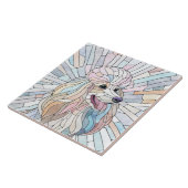 Poedel - pastel mozaïek kunst tegeltje (Zijkant)