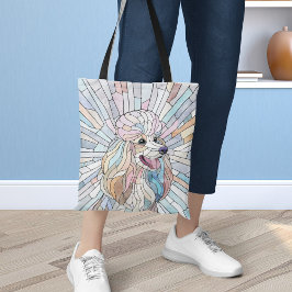 Poedel - pastel mozaïek kunst tote bag