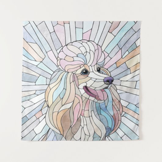 Poedel - pastel mozaïek kunst wandkleed (Voorkant)