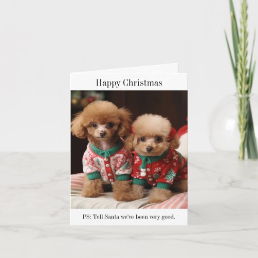Poedel Puppies Kerst Kaart (Voorkant)