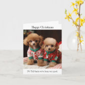 Poedel Puppies Kerst Kaart (Gele Bloem)