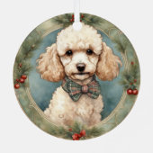 Poedel Puppy Eerste Kerst Metal Ornament (Achterkant)