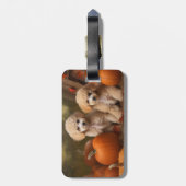 Poedel Puppy Herfst Delight Pompoen Bagagelabel (Achterkant verticaal)