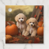 Poedel Puppy Herfst Delight Pompoen Bedankjes Labels (Voorkant)