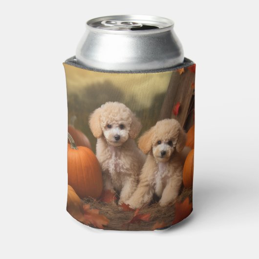 Poedel Puppy Herfst Delight Pompoen Blikjeskoeler (Blikje Achterkant)