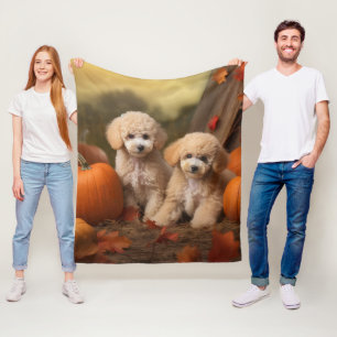 Poedel Puppy Herfst Delight Pompoen Fleece Deken