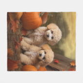 Poedel Puppy Herfst Delight Pompoen Fleece Deken (Voorkant (Horizontaal))