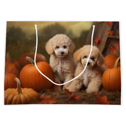 Poedel Puppy Herfst Delight Pompoen Groot Cadeauzakje (Voorkant)